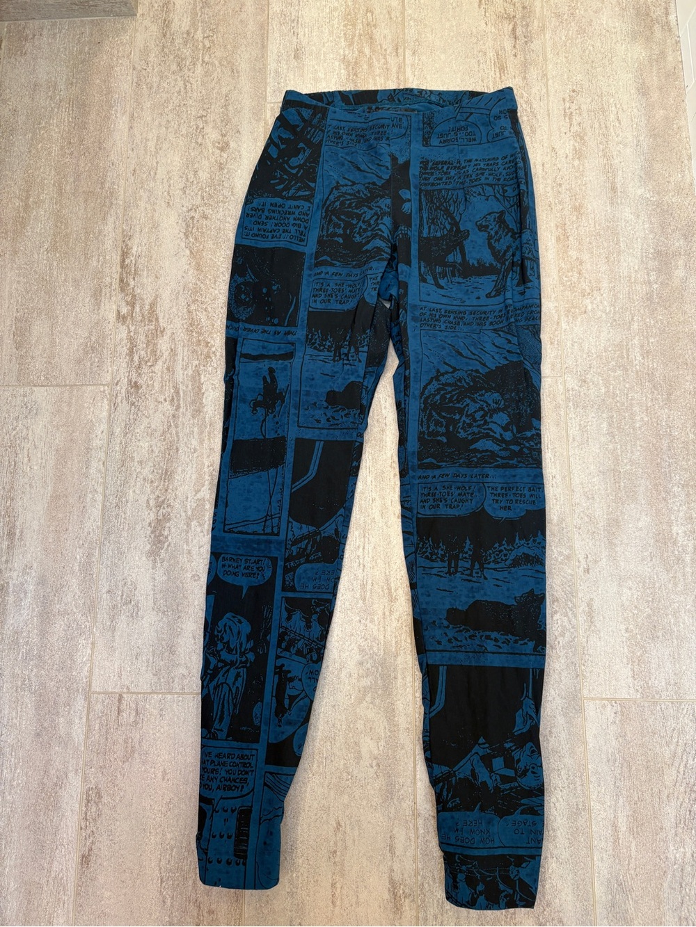 Rundholz Blue and Black Comic Panel Leggings